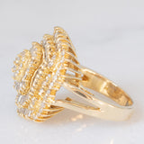Anello ballerina vintage in oro giallo 14K con diamanti di taglio brillante e tapered (2.20ctw ca.), anni ‘80/‘90
