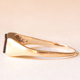 Anello chevalier vintage in oro giallo 9K con onice, anno 1984