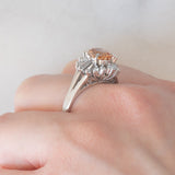 Anello ballerina in platino con topazio imperiale (1.85ct) e diamanti (0.72ctw), anni ‘80/‘90