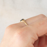 Anello vintage in oro giallo 9K con cuore di onice, anno 1989