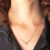Collana vintage in oro giallo 9K con ametista (0.25ct ca.) e diamanti, anni ‘70/‘80 ca.
