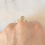 Anello da cocktail vintage in oro giallo 8K con quarzo fumé (1ct ca.), anni ‘70