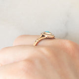 Anello a navette antico in oro giallo 14K con turchesi e perline, primi del ‘900
