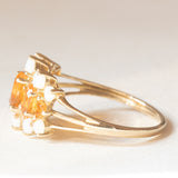 Anello vintage in oro giallo 9K con opali (0.70ctw ca.) e paste di vetro arancioni, anno ‘2002