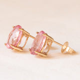 Orecchini punto luce vintage in oro giallo 9K con topazi rosa trattati (4ctw ca.)