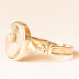 Anello vintage in oro giallo 9K con cammeo su lava, anni ‘40