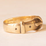 Anello Vittoriano a forma di cintura con fibbia in oro giallo 9K, anno 1855-1856