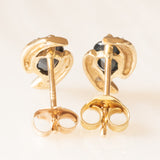 Orecchini vintage in oro giallo e bianco 9K con zaffiri (0.50ctw ca.) e diamanti, anni ‘70
