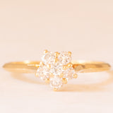 Anello a margherita vintage in oro giallo 18K con diamanti di taglio brillante (0.36ctw ca.), anni ‘60