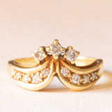 Anello vintage in oro giallo 14K con diamanti di taglio brillante (0.30ctw ca.), anni ‘70