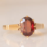 Solitario antico in oro giallo 9K con granato (1.20ct ca.), anni ‘20/‘30