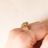 Anello vintage in oro giallo 14K con smeraldi (1.20ctw ca.), anni ‘70