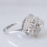 Anello ballerina vintage in oro bianco 18K con diamanti (1ctw ca.), anni ‘80