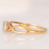 Anello vintage in oro giallo 9K con topazio azzurro (0.40ct ca.), anni ‘70/‘80