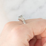 Anello vintage in oro bianco 10K con acquamarina (2.20ct ca.) e diamanti (0.13ctw ca.), anni ‘90