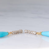 Orecchini pendenti vintage in oro giallo 14K con paste di turchesi e diamanti (0.60ctw ca.), anni ‘70