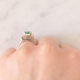 Trilogy vintage in stile Art Déco in platino con smeraldo (0.90ct) e diamanti (0.46ctw), anni ‘80