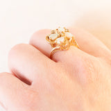 Anello vintage a forma di farfalla in oro giallo 14K con con opali (0.60ctw ca.) e diamanti, anni ‘70