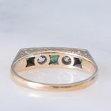 Veretta antica in oro giallo 14K con smeraldi (0.30ctw ca.) e diamanti (0.30ctw ca.), anni ‘20/‘30