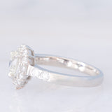 Anello a margherita a goccia in platino con diamanti (1.12ctw), anni ‘90