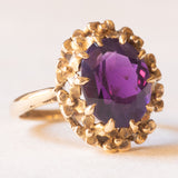 Anello da cocktail vintage in oro giallo 9K con ametista (3.50ct ca.), anni ‘70