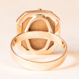 Anello vintage in oro giallo 9K con cammeo su lava, anni ‘40/‘50