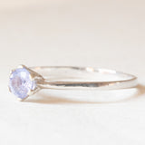 Solitario vintage in oro bianco 9K con tanzanite (0.15ct ca.), anni ‘90