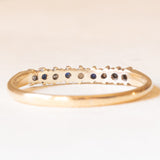 Veretta vintage in oro giallo 9K con zaffiri (0.04ctw ca.) e diamanti (0.05ctw ca.), anno 1990
