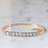 Braccialetto rigido antico in oro giallo 18K e argento con diamanti di taglio vecchia miniera (2ctw ca.), primi del ‘900