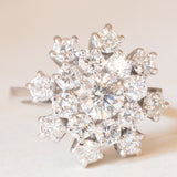 Anello a fiocco di neve vintage in oro bianco 18K con diamanti di taglio brillante (2ctw ca.), anni ‘60/‘70