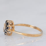 Toi et Moi con fiori in oro giallo 9K con zaffiri (0.40ctw ca.) e diamanti (0.02ctw ca.), anno 1997