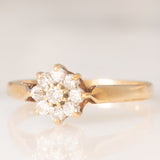 Anello a fiore vintage in oro giallo 9K con diamanti di taglio brillante (0.20ctw ca.), anno 1988