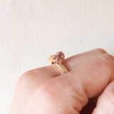 Anello vintage in oro giallo 9K con tormaline rosa (0.40ctw ca.), anni ‘70