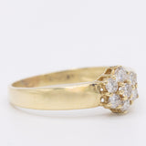 Anello a fiore con fede in oro giallo 14K con diamanti di taglio brillante (0.50ctw ca.), anni ‘80