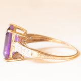Anello da cocktail vintage in oro giallo 9K con ametista (3.50ct ca.) e diamanti (0.12ctw ca.), anni ‘60/‘70