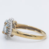 Anello vintage in oro giallo 9K con acquamarine (1.70ctw ca.) e diamanti (0.20ctw ca.), anno 2005