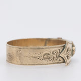 Anello antico a forma di cintura con fibbia in oro giallo 8K con turchese e perline bianche, anni ‘10/‘20