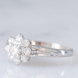 Anello a margherita vintage in platino con diamanti di taglio brillante (0.51ctw ca.), anni ‘70/‘80