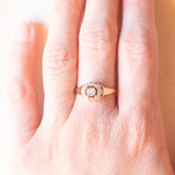 Anello a margherita vintage in oro giallo e bianco 9K con diamanti (0.05ctw ca.), anno 1987