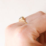 Anello vintage in oro giallo 9K con topazio azzurro, anno 1988