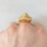 Anello ballerina vintage in oro giallo 14K con diamanti di taglio brillante e tapered (2.20ctw ca.), anni ‘80/‘90