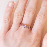 Anello vintage in oro rosa 9K con ametiste (0.90ctw ca.) e diamanti, anni ‘80/‘90