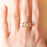 Trilogy vintage in oro giallo 9K con quarzi rosa (3.60ctw ca.), anno 2011