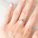 Anello a fiocco di neve in oro bianco 14K con diamanti di taglio brillante (0.55ctw ca.), anni ‘70/‘80