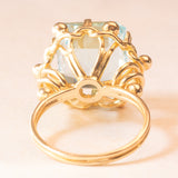 Anello da cocktail vintage in oro giallo 18K con acquamarina (7.50ct ca.), anni ‘60/‘70
