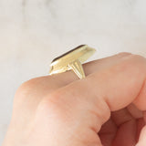 Anello da cocktail vintage in oro giallo 8K con quarzo fumé (1ct ca.), anni ‘70