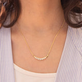 Collier moderno in oro giallo 8K e pietre bianche imitazioni di diamanti, anni ‘90