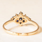 Anello vintage in oro giallo 9K con zaffiri (0.45ctw ca.), anno 1982