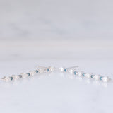 Orecchini pendenti vintage in oro bianco 18K con diamanti bianchi e blu (0.70ctw)