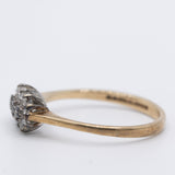 Anello vintage a fiore in oro giallo 9K con diamanti (0.15ctw ca.)